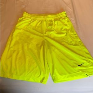 Nike fluorescent yellow shorts